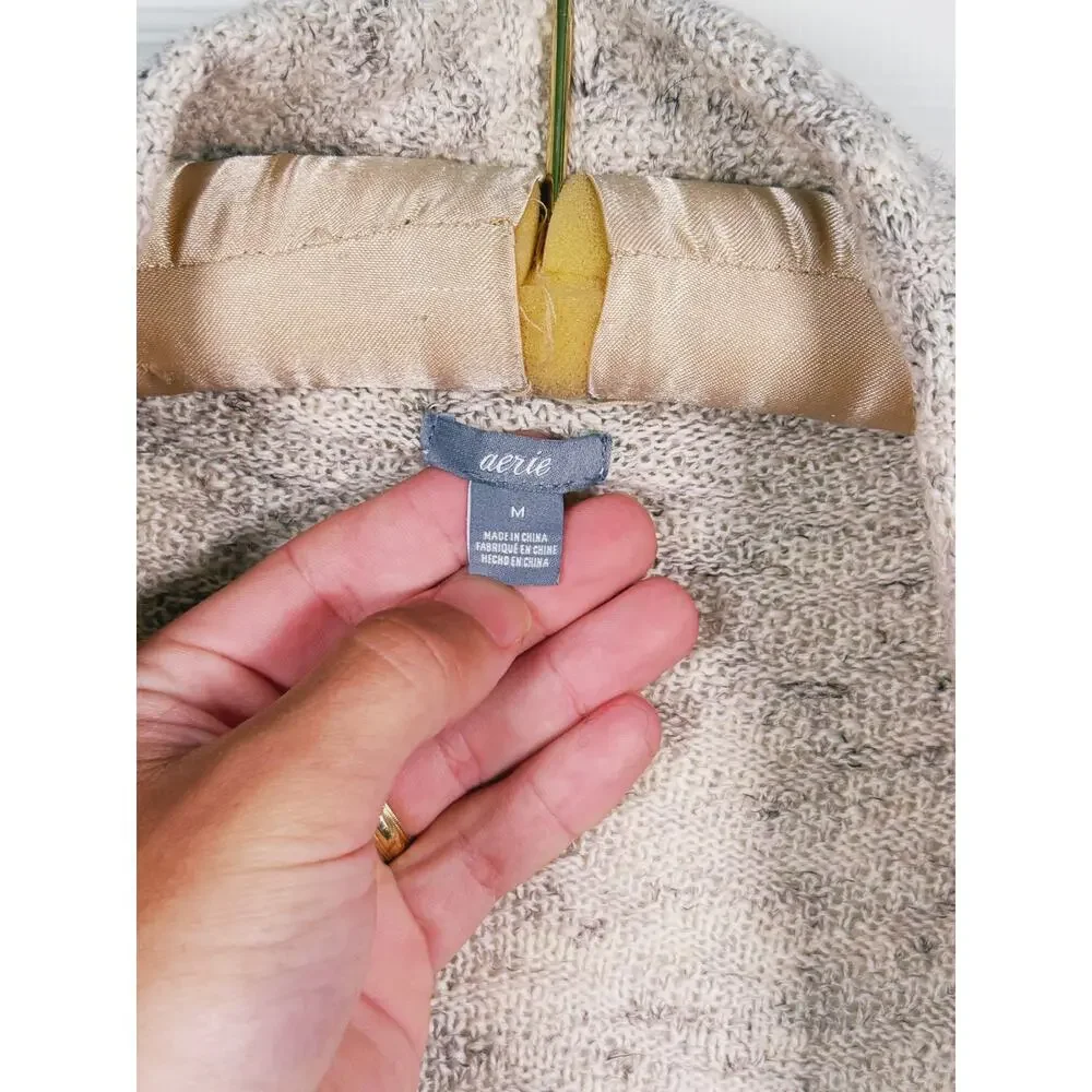 Aerie Open Front Cardigan Size Medium Oatmeal Neutral Duster Cozy Lounge Granola